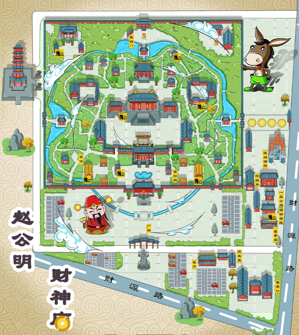 原州寺庙类手绘地图